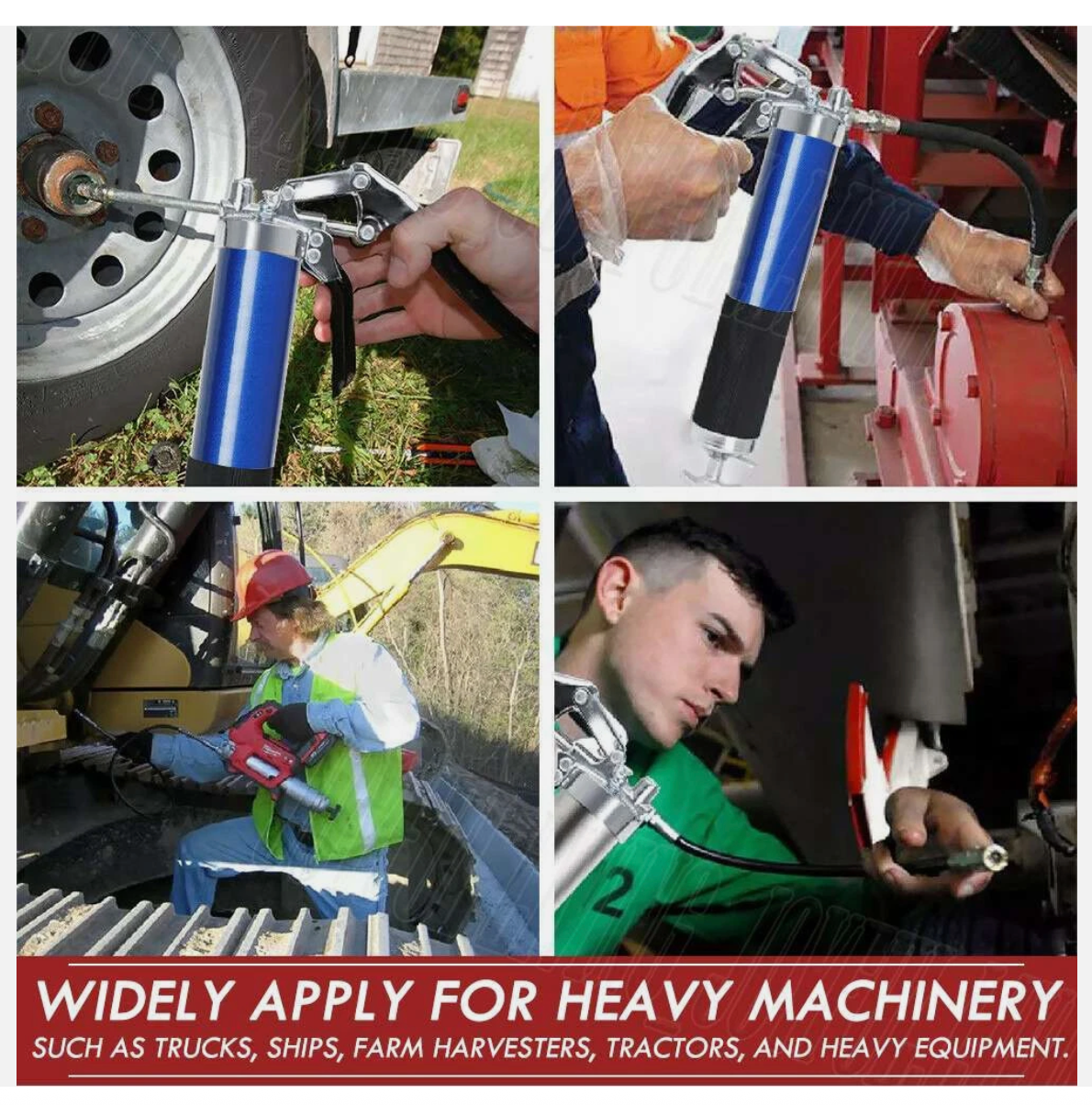 7000PSI Grease Gun Pressure Pistol Grip Dual Flow Flex Hose Industrial Quality