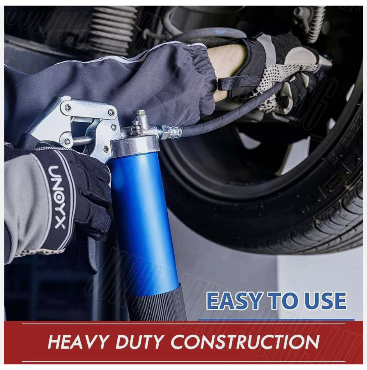 7000PSI Grease Gun Pressure Pistol Grip Dual Flow Flex Hose Industrial Quality