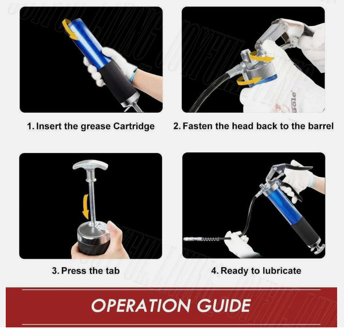 7000PSI Grease Gun Pressure Pistol Grip Dual Flow Flex Hose Industrial Quality
