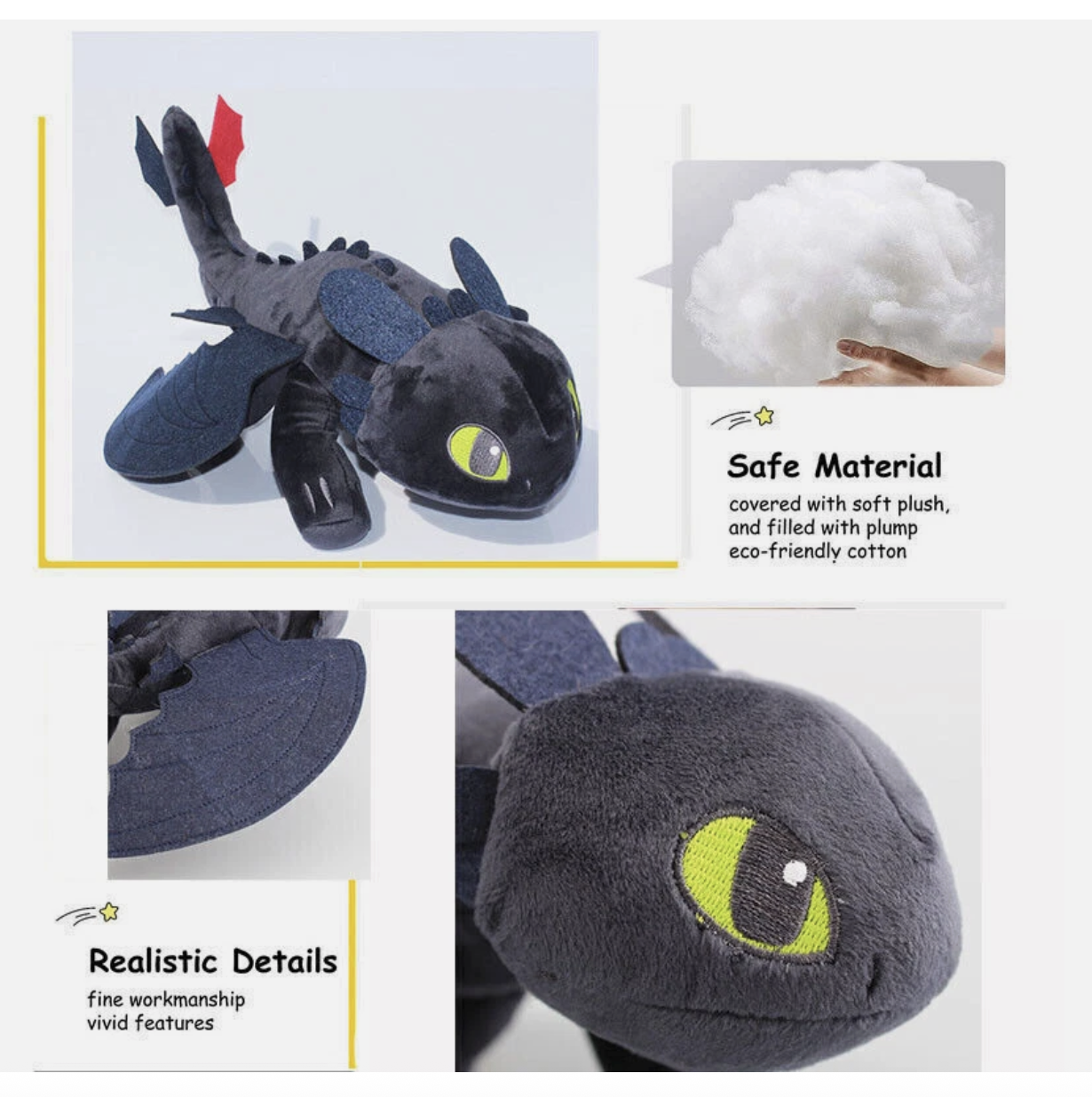 How Cotton Trains Your Dragon Toothless Plush Stuffed Toy Soft Plush Warm Doll