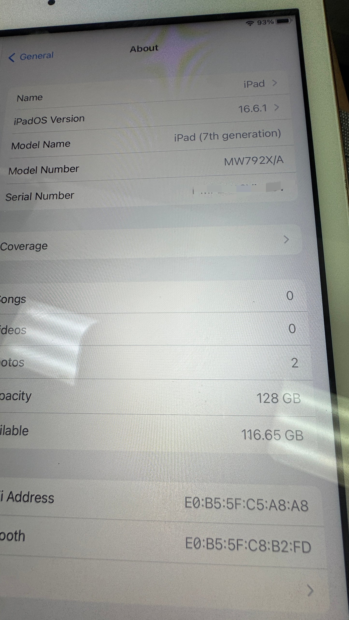 Apple iPad 10.2" 7th Gen 128GB 2020 Battery health 79%