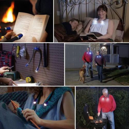 LED Neck Light Flexible Handsfree Knitting Crocheting Reading Lamp Flashlight