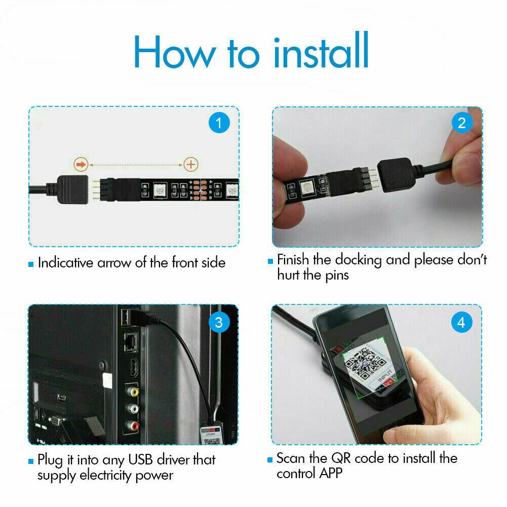 RGB LED Strip Lights IP65 Waterproof 5050 5M 300 LEDs 12V Bluetooth