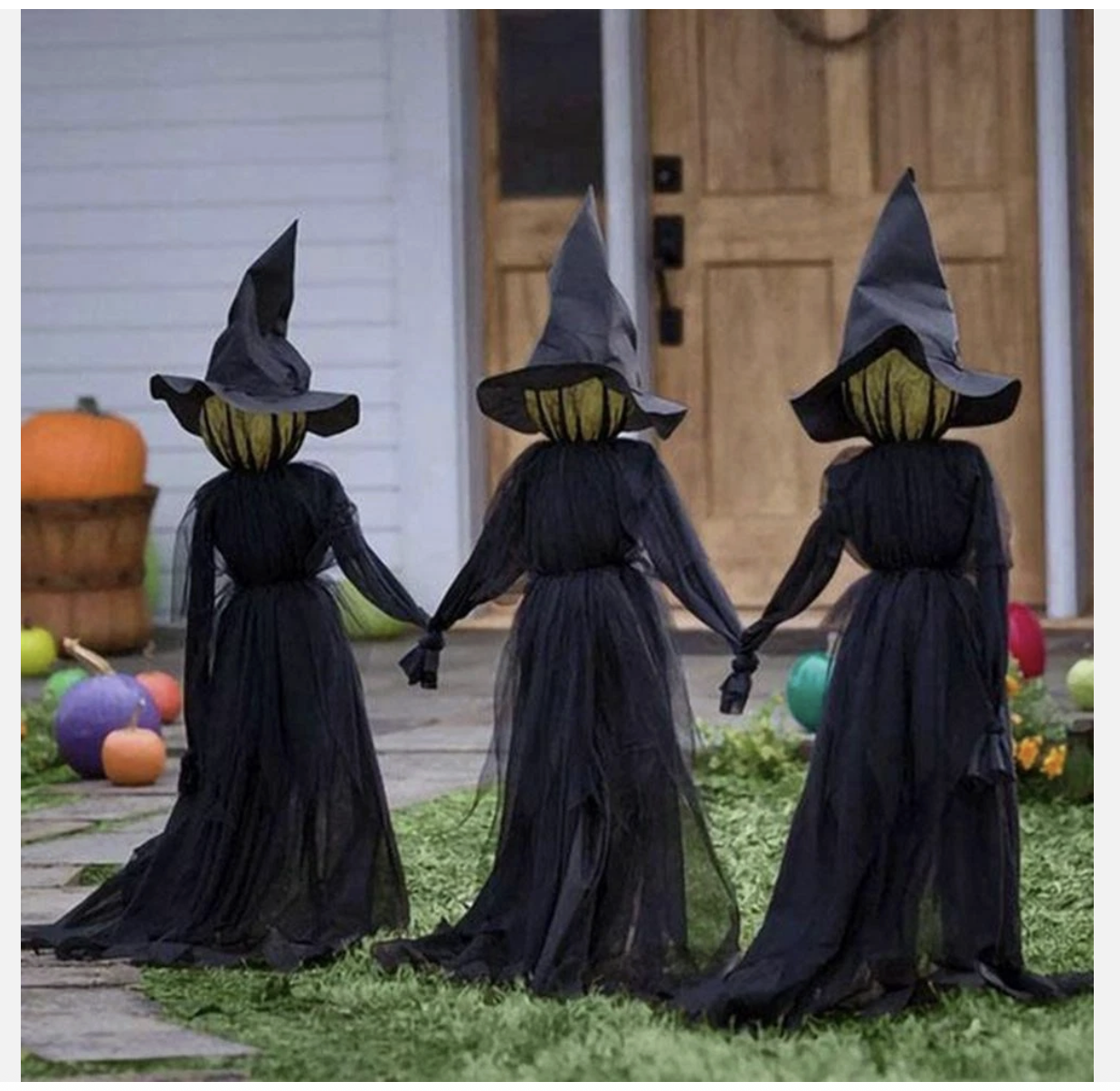 1PC Light-Up Witch Halloween Decoration Outdoor Holding Hand Screaming Witch