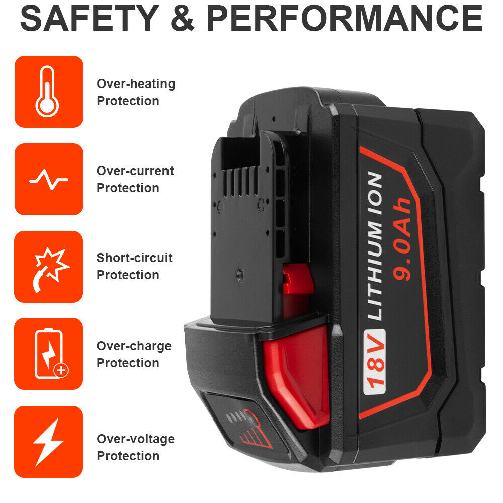 For Milwaukee 18V M18 M18B4 48-11-1828 Red Lithium Ion XC Battery