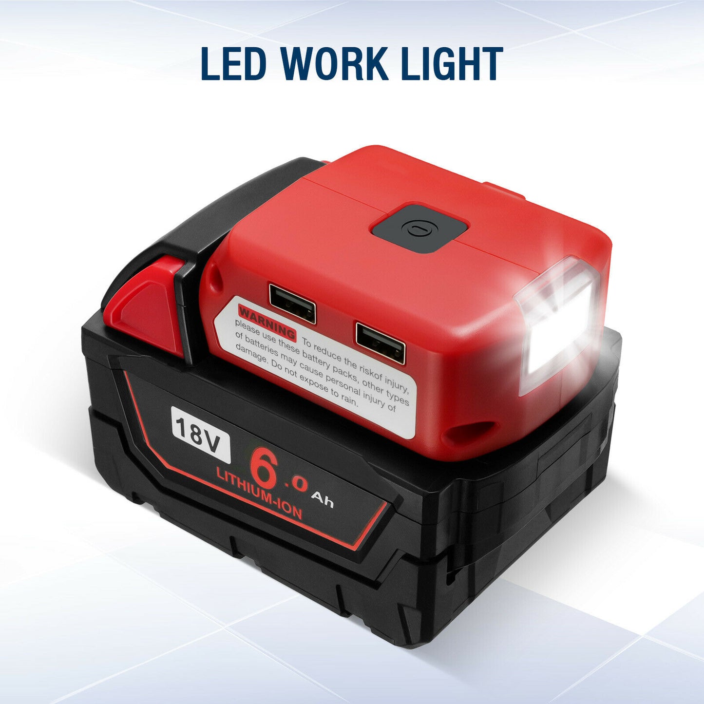 USB Charger Battery Adapter Led Light 18V-20V Power Source For Milwaukee M18