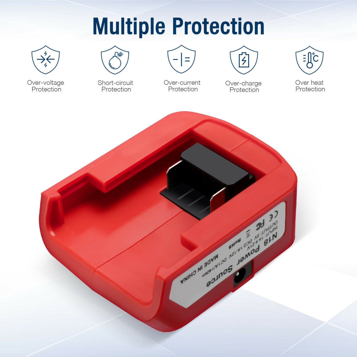 USB Charger Battery Adapter Led Light 18V-20V Power Source For Milwaukee M18