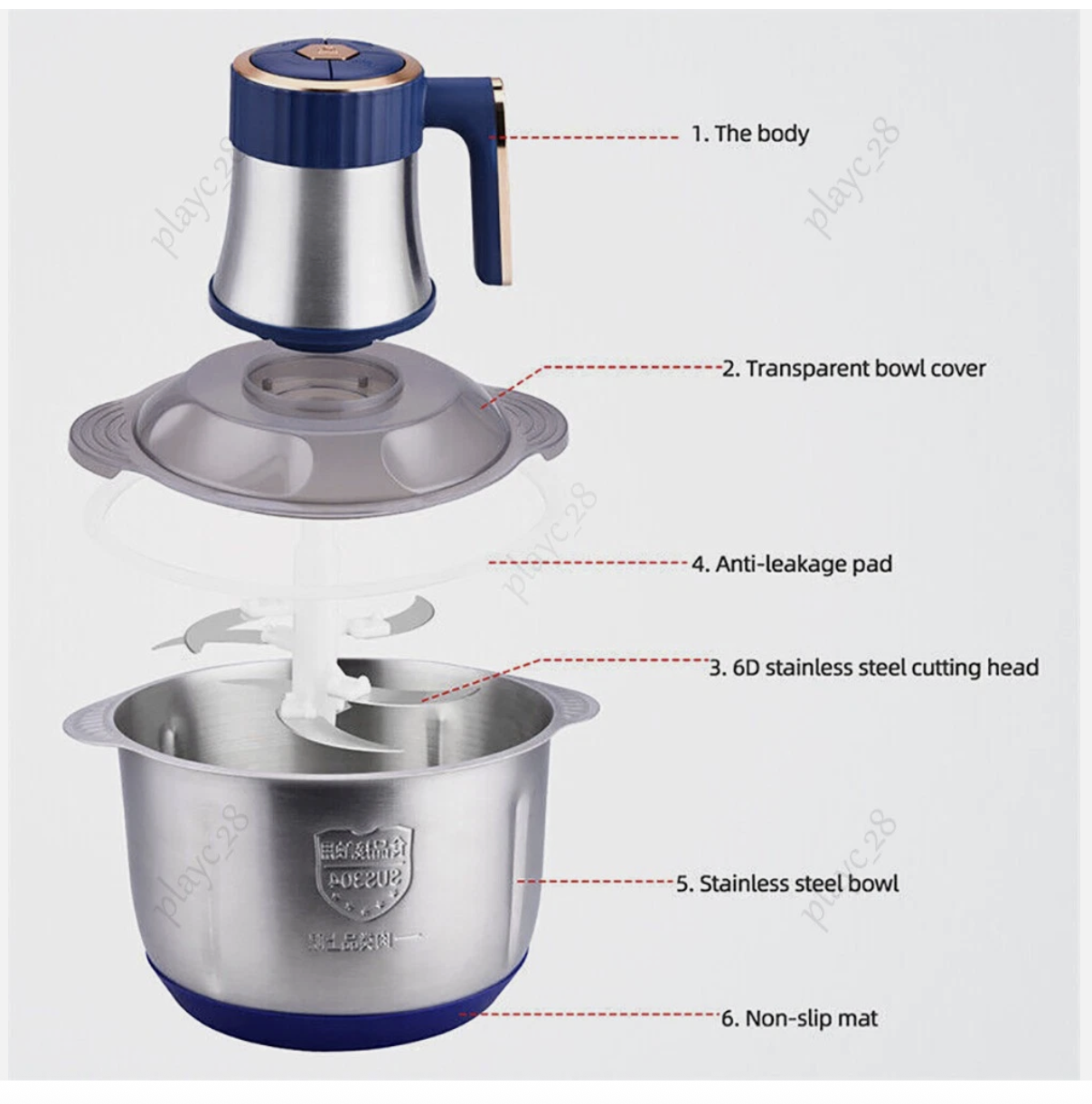 5L Electric Meat Grinder Mincer Sausage Vegetable Food Processor Blender Home