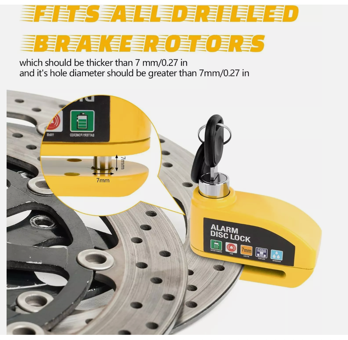 Motorbike Alarm Disc Lock Motorcycle Lock 110db w/ Reminder Cable Electric Lock