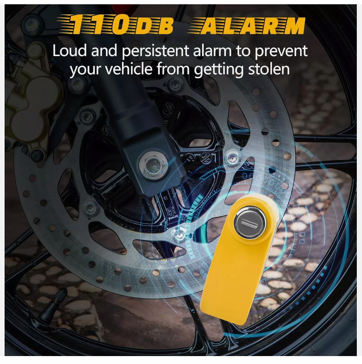 Motorbike Alarm Disc Lock Motorcycle Lock 110db w/ Reminder Cable Electric Lock