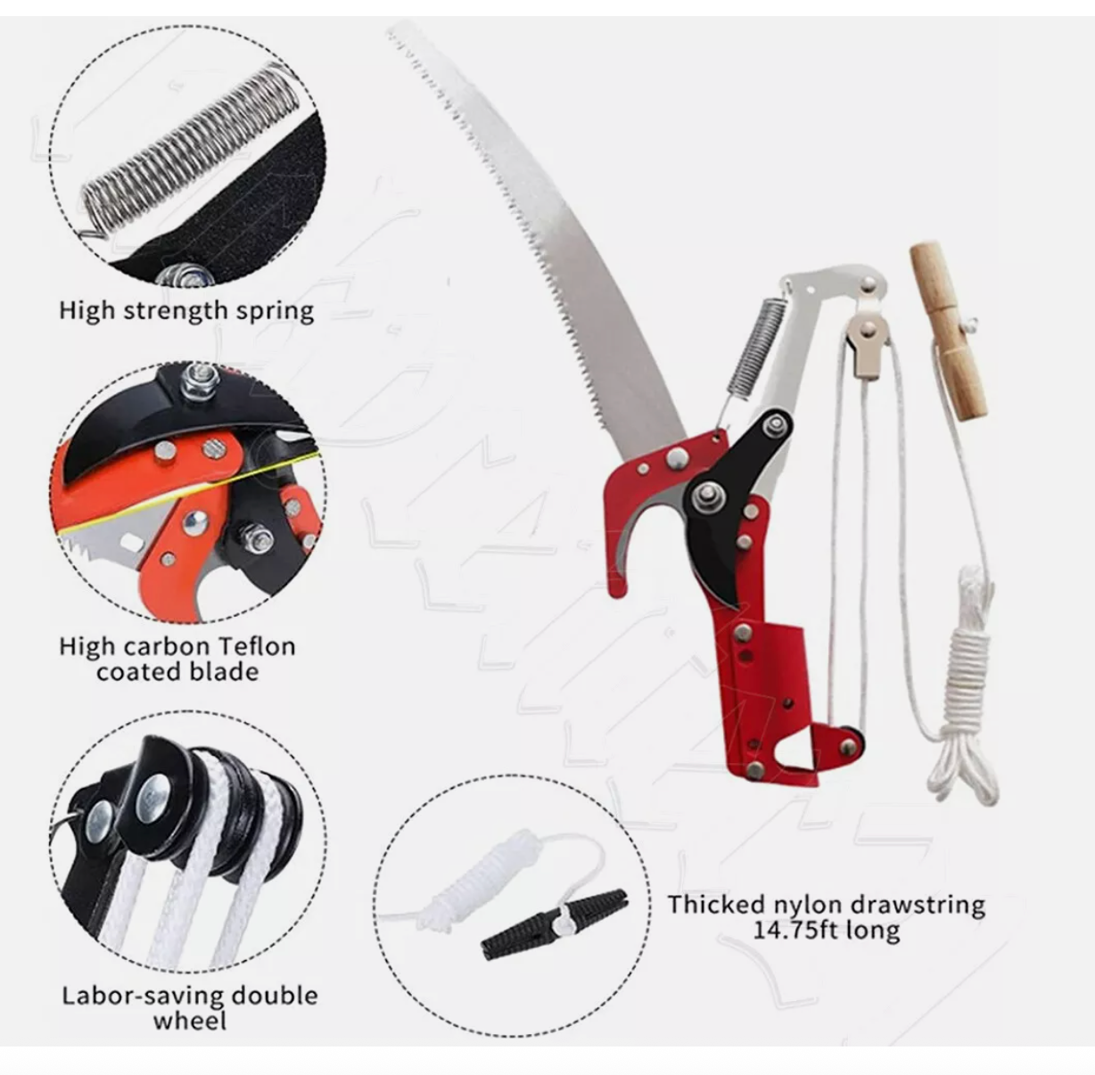 Detachable Pole Pruning Saw 8m Tree Trimmer Saw Shearing Storage Bag Portable