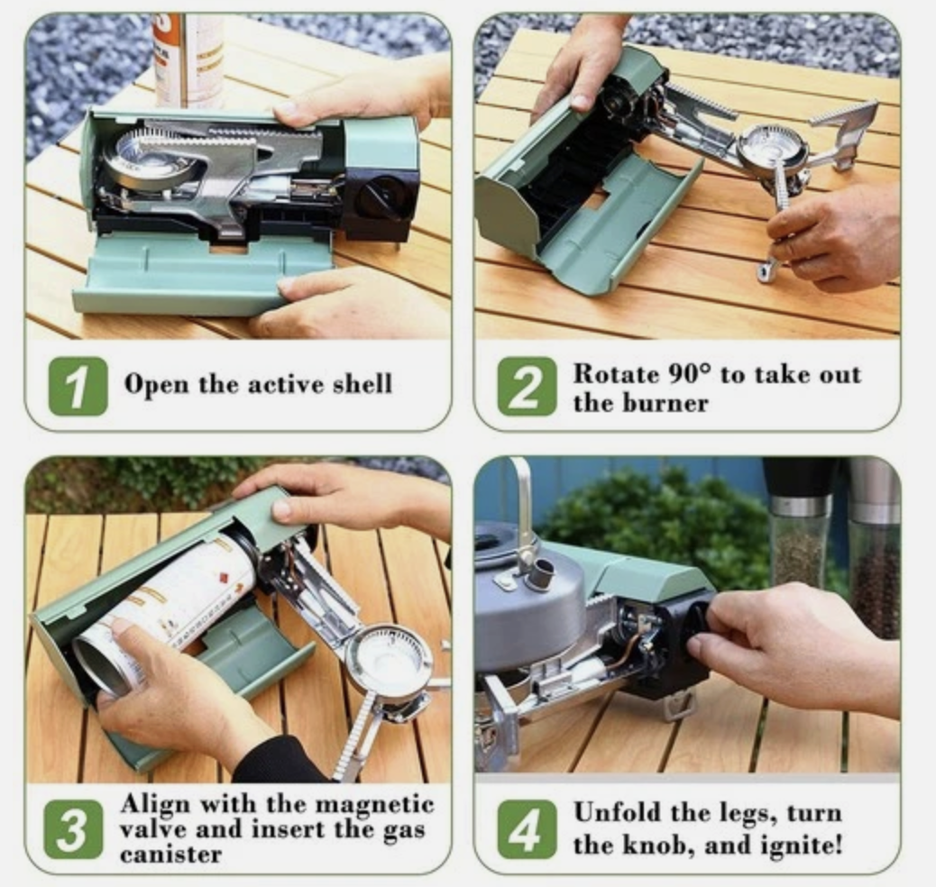 Portable Camping Stove Folding Stove Compact Camp Outdoor 2600W With Carry Bag