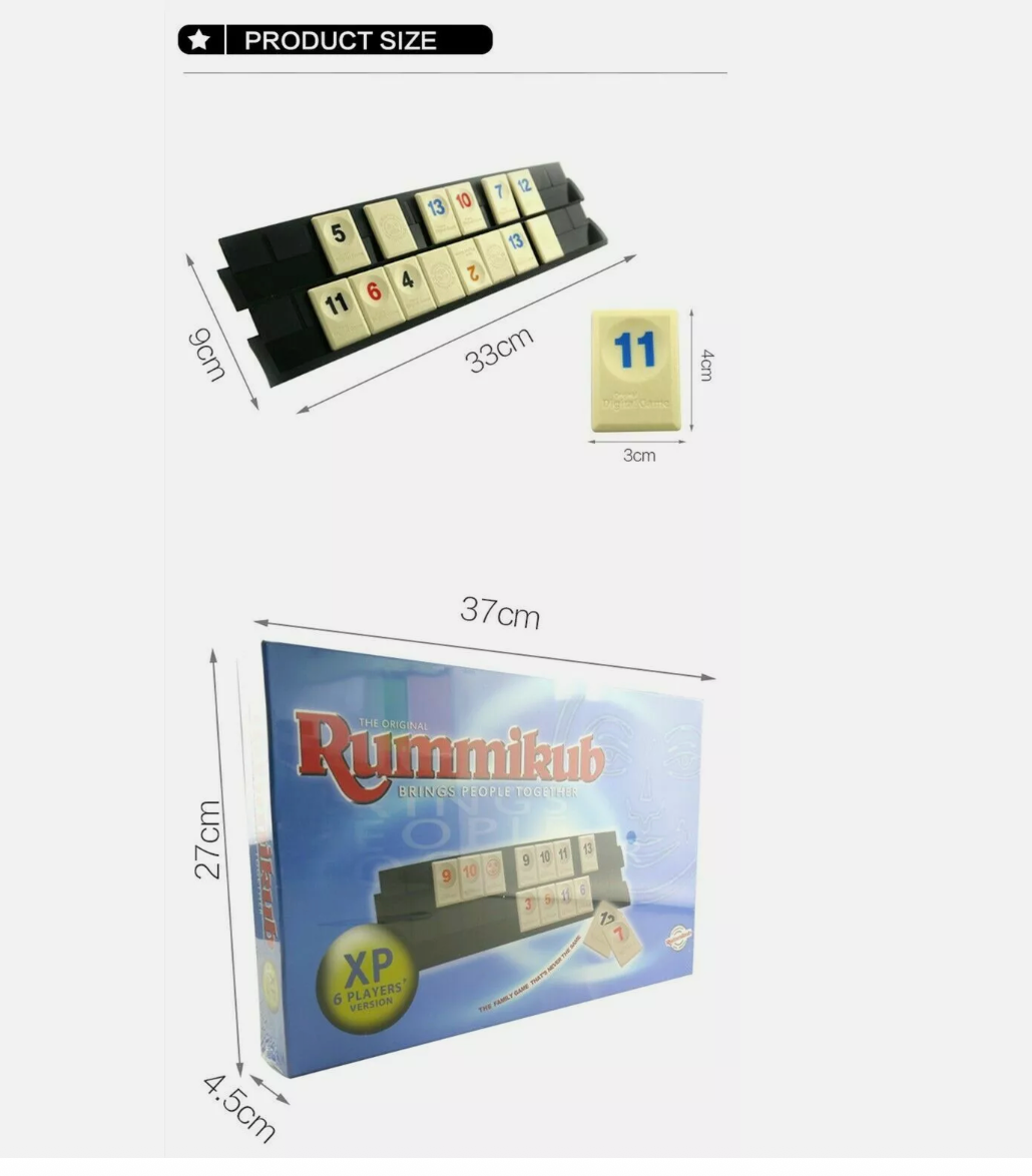 RUMMIKUB BOARD GAME RUMMY TOY FAMILY TABLE SET XP 6 PLAYERS
