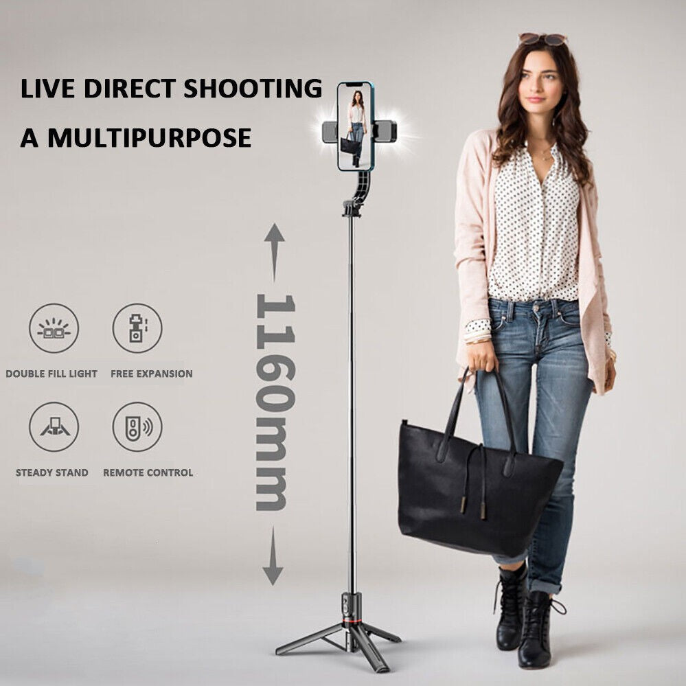 Rotating Tripod Unipod Selfie Stick Wireless Bluetooth Remote For Mobile Phone