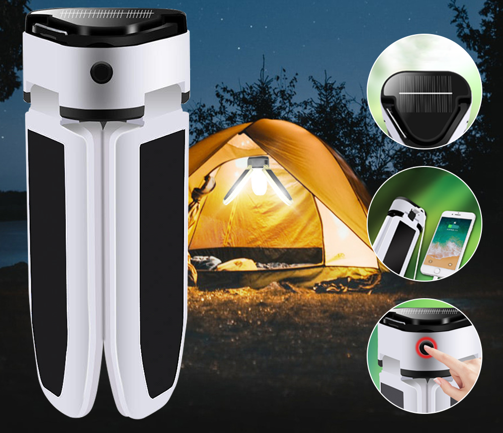 Solar Camping Light LED Lantern Tent Lamp USB Rechargeable Outdoor Hiking Lights