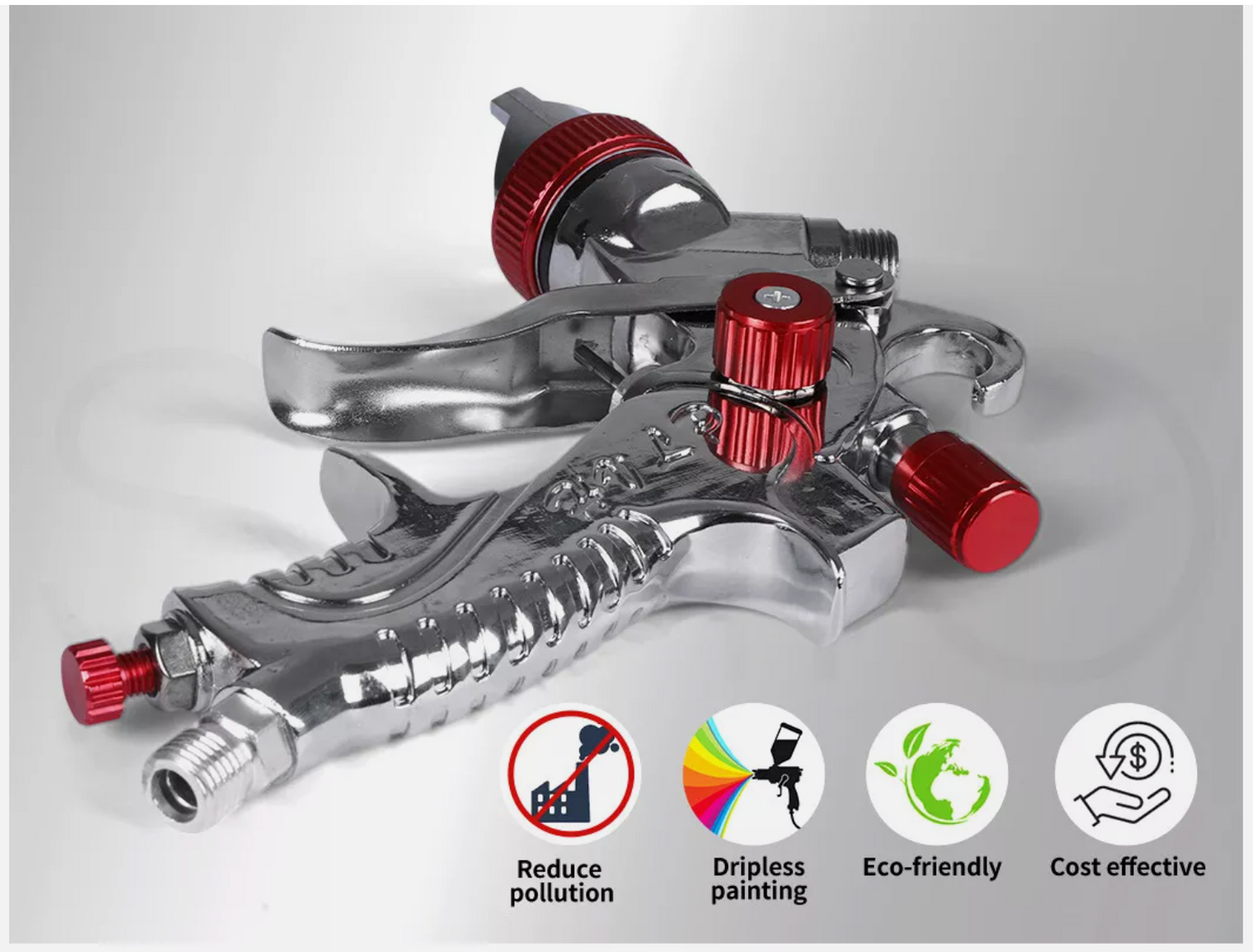 Spray Gun Paint Gun Kit HVLP Gravity Feed Air 1.4mm 1.7mm 2mm 3Tips