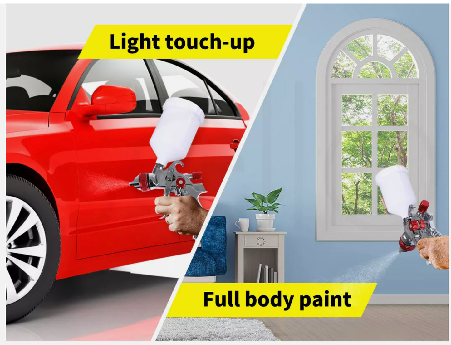 Spray Gun Paint Gun Kit HVLP Gravity Feed Air 1.4mm 1.7mm 2mm 3Tips