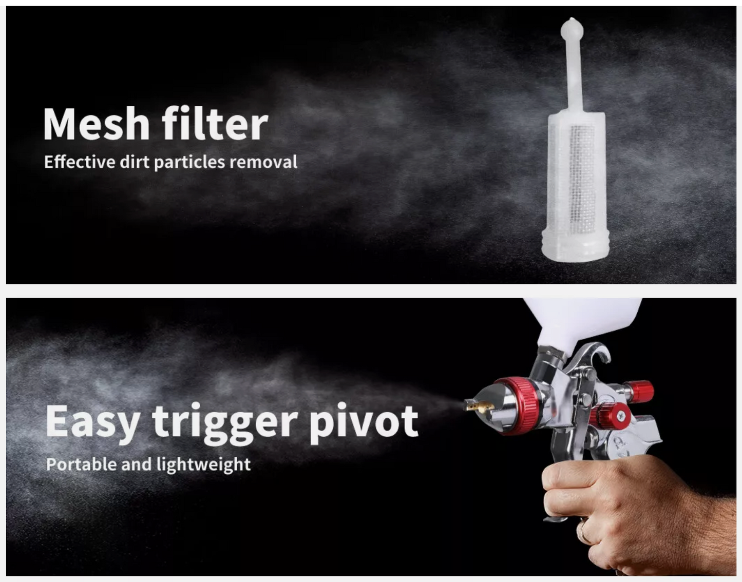 Spray Gun Paint Gun Kit HVLP Gravity Feed Air 1.4mm 1.7mm 2mm 3Tips