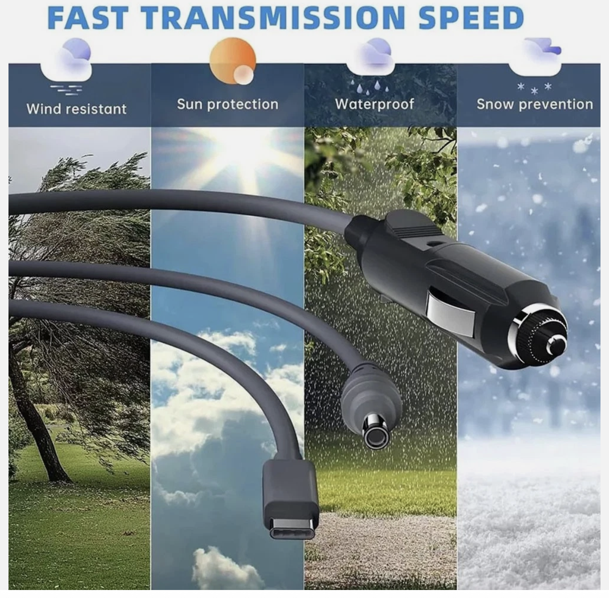 For Starlink Mini Cable 5M Waterproof DC Car Power Cable Adapter 12V-24V