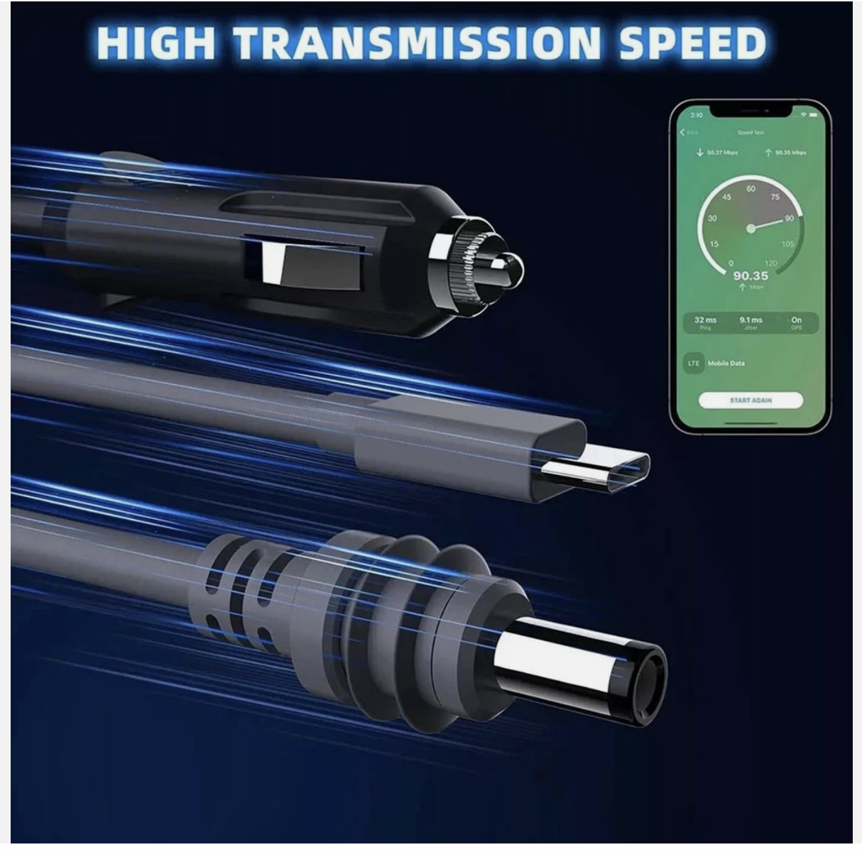 For Starlink Mini Cable 5M Waterproof DC Car Power Cable Adapter 12V-24V