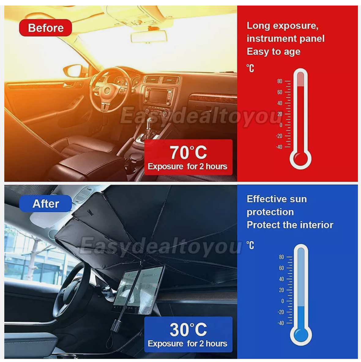 Car Windshield Sunshade Umbrella Foldable Front Window Cover Visor Sun Shade UV