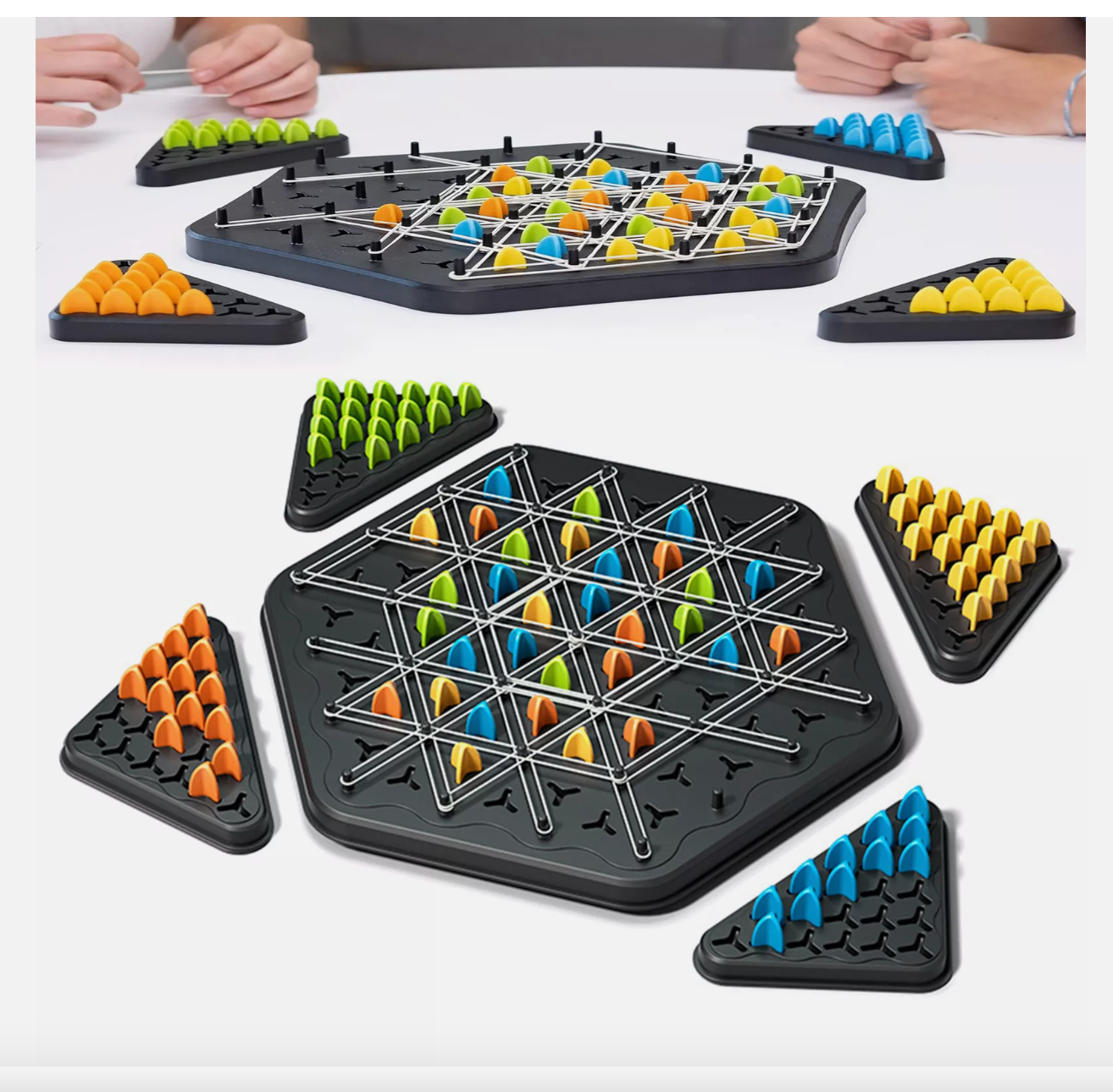 Triggle Game Funny Chain Triangle Game Peg Board Brain-Strategy Board Game Gift