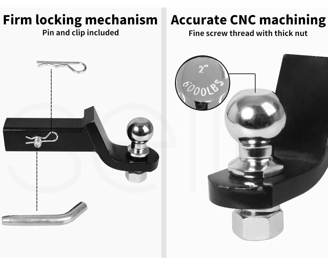 Tow Bar Tongue 50mm Ball Hitch Mount Pin Lock Trailer Car Caravan 4WD