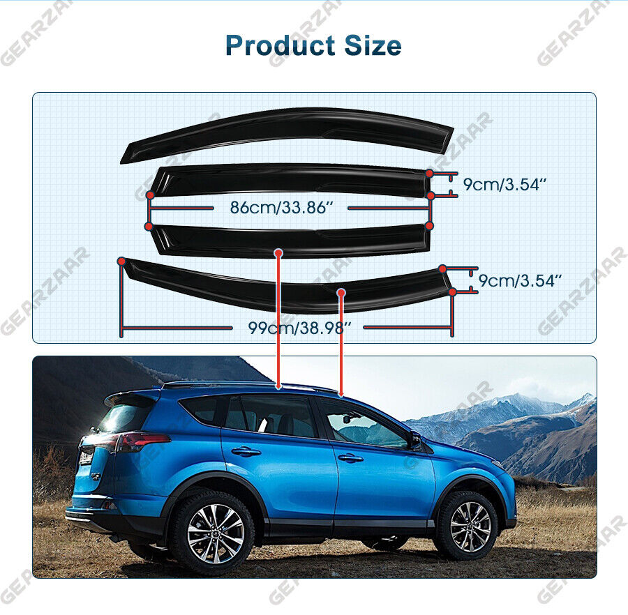 4pcs Window Visor Weathershields Weather Shield fit for Toyota Rav4 2013-2018