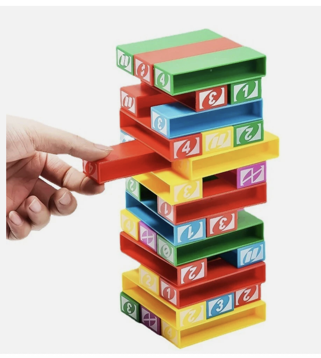 UNO Stacko Stacking Puzzle Tower Game Party Family Kids Interactive Fun Play Toy