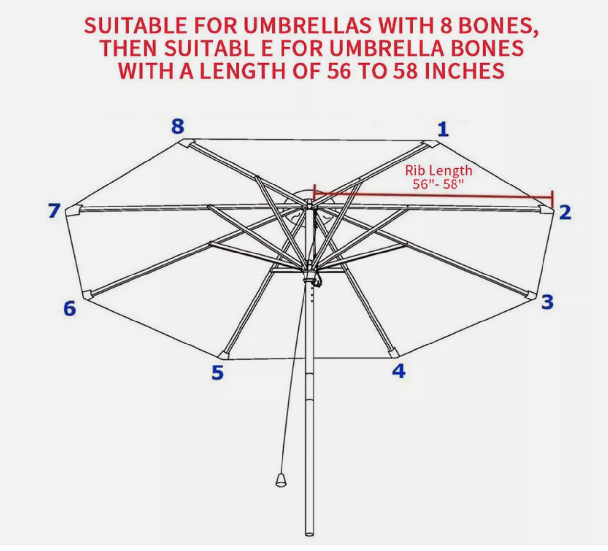 3m Garden Parasol Canopy Cover 8Arm Umbrella Sunshade Tents