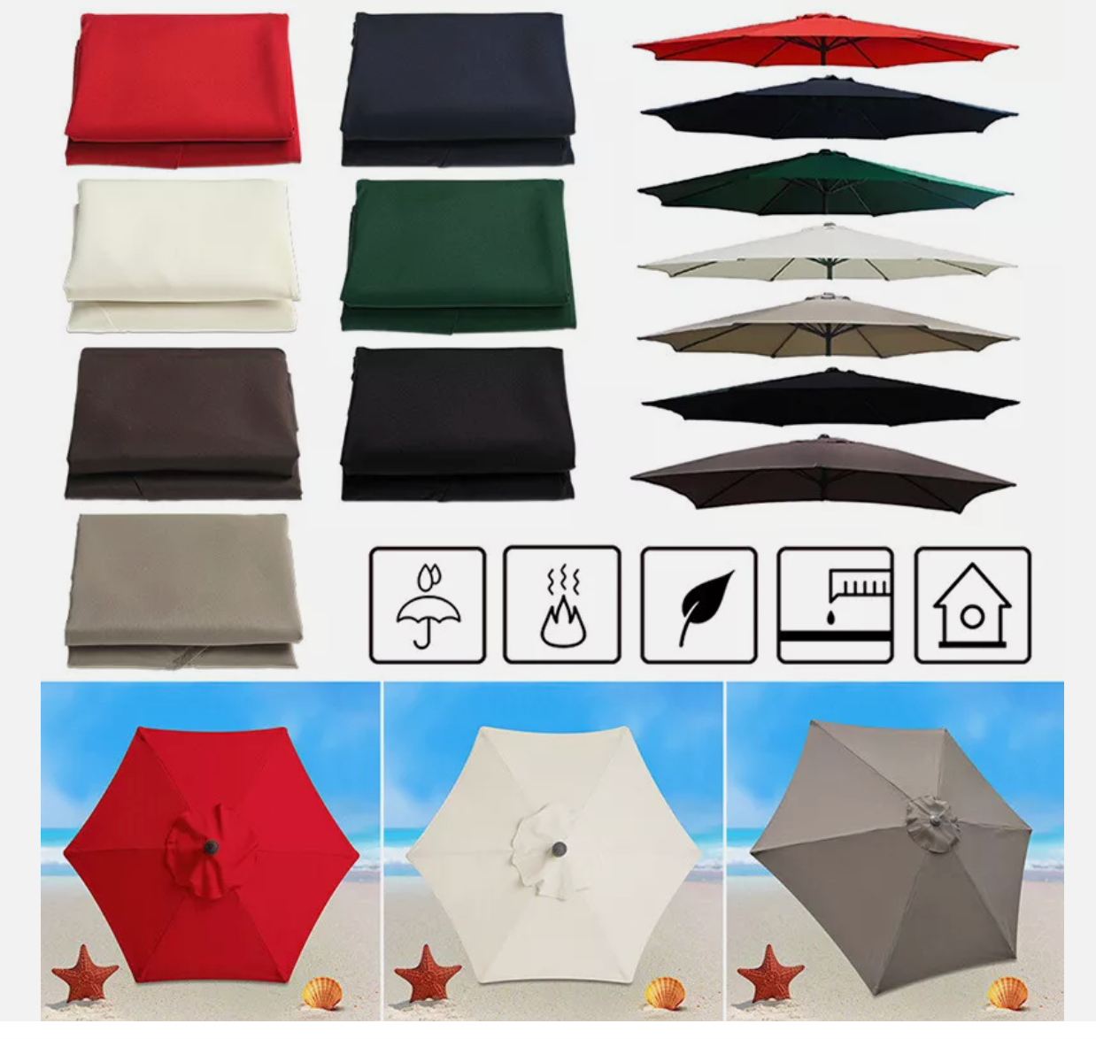 3m Garden Parasol Canopy Cover 8Arm Umbrella Sunshade Tents