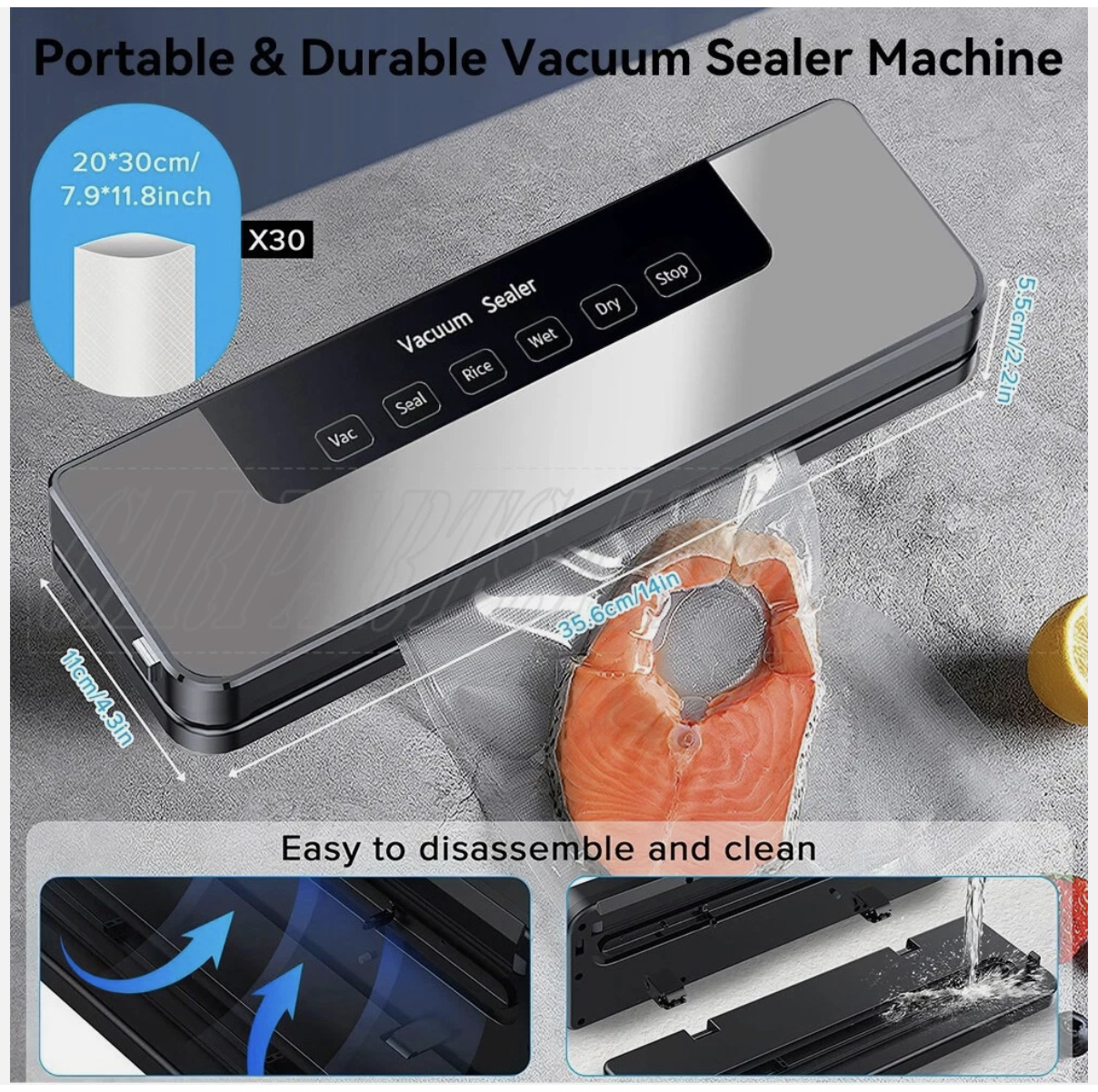 Commercial Vacuum Sealer Machine Fresh Dry Wet Food Saver Storage With 30pc Bags