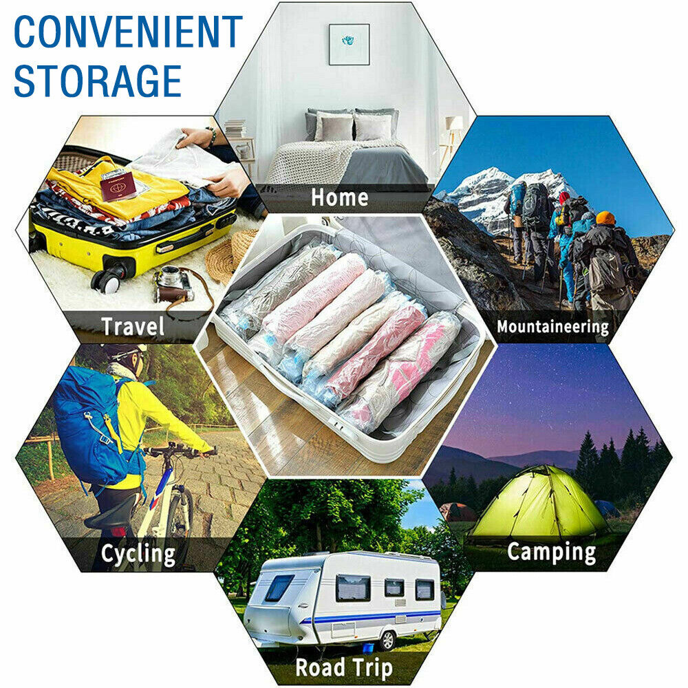 6xVacuum Storage Bags Clothes Sealer Bags Space Saver Storage Seal Compressing