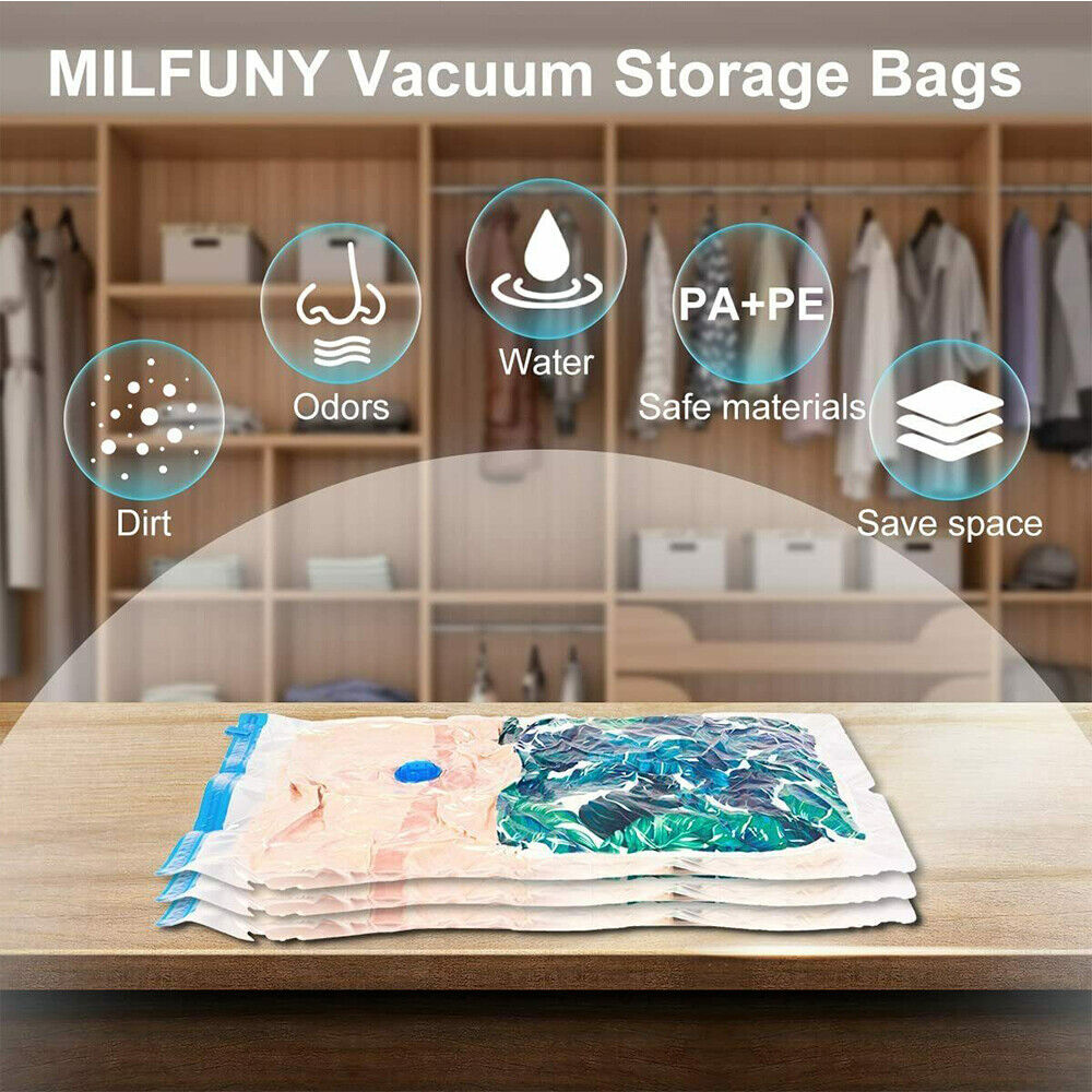 6xVacuum Storage Bags Clothes Sealer Bags Space Saver Storage Seal Compressing