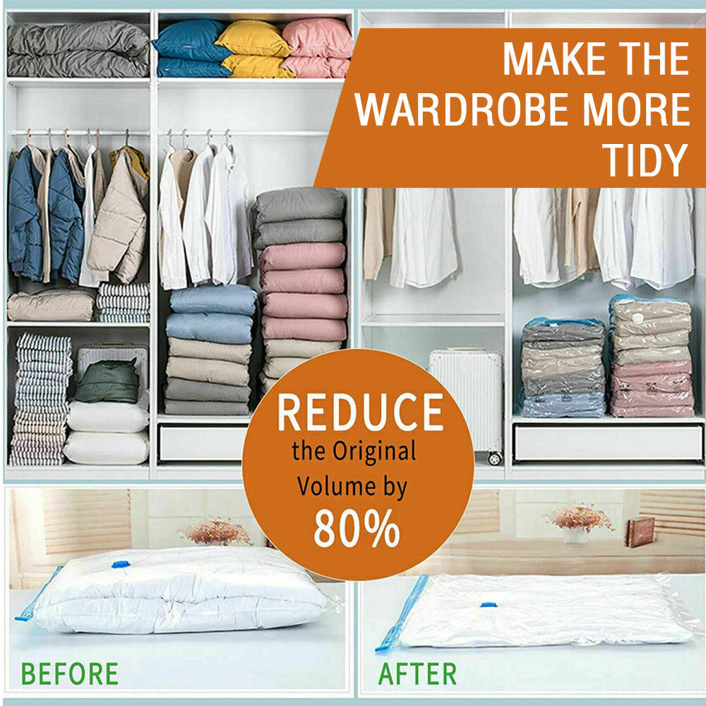 6xVacuum Storage Bags Clothes Sealer Bags Space Saver Storage Seal Compressing