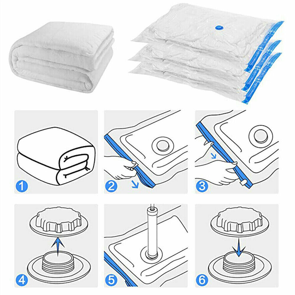 6xVacuum Storage Bags Clothes Sealer Bags Space Saver Storage Seal Compressing