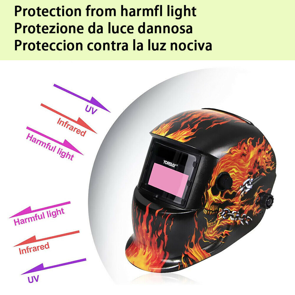 Welding Helmet Auto darkening 110x90mm Large View ARC TIG MIG Solar & Battery