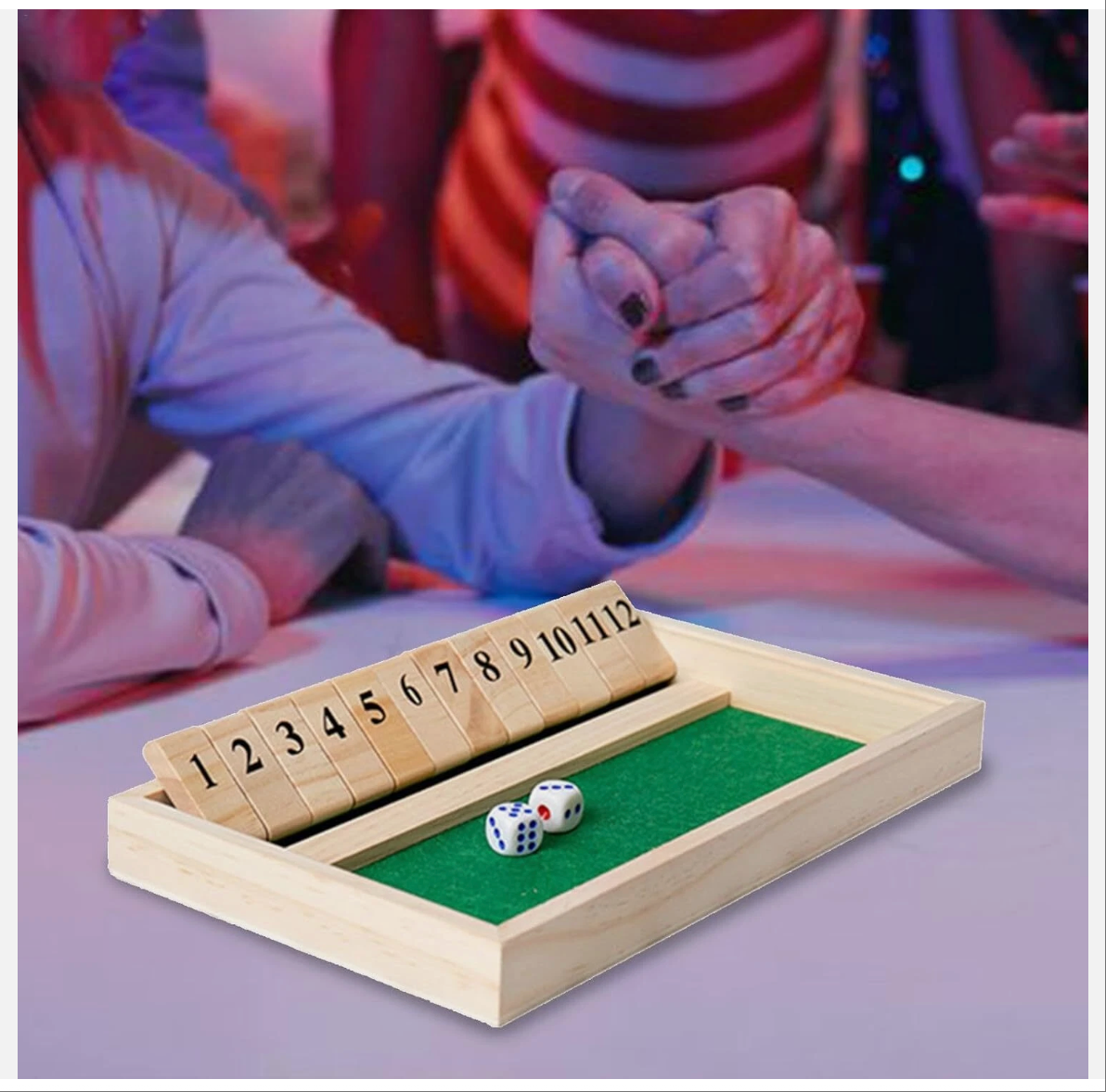 Wooden Shut 12 Number The Box Dice Game Board Set Family Pub Bar Board Game