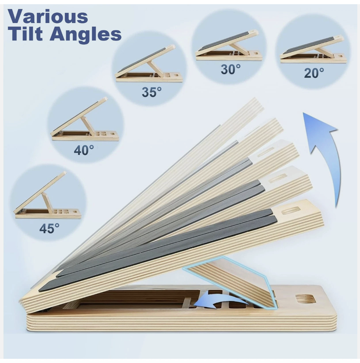 Adjustable Non-Slip Wooden Slant Board Incline Calf Stretcher for Gym Exercise