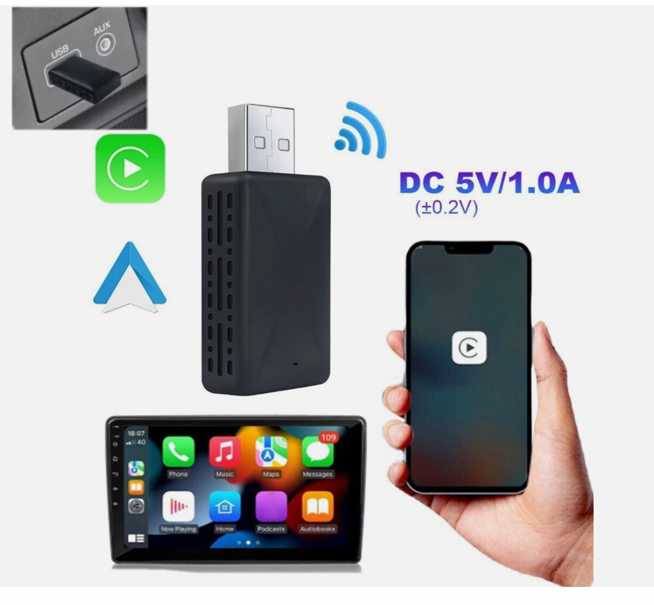 USB Wireless CarPlay Dongle Adapter for Android Car Auto Navigation Player