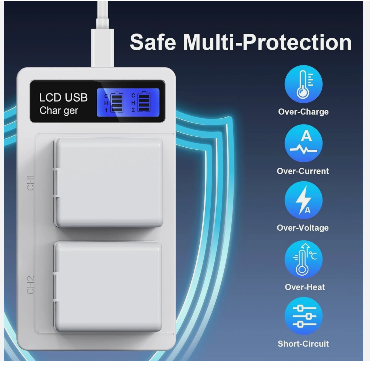 LCD Battery Charger Station for Arlo Pro 5S/Pro 4/Pro 3/ Arlo Ultra/Ultra 2