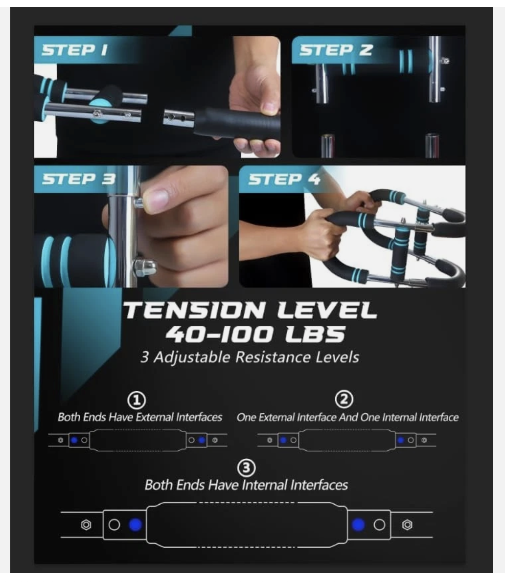 Adjustable Arm Trainer 3 Levels Detachable Chest Training Twister Home Workout