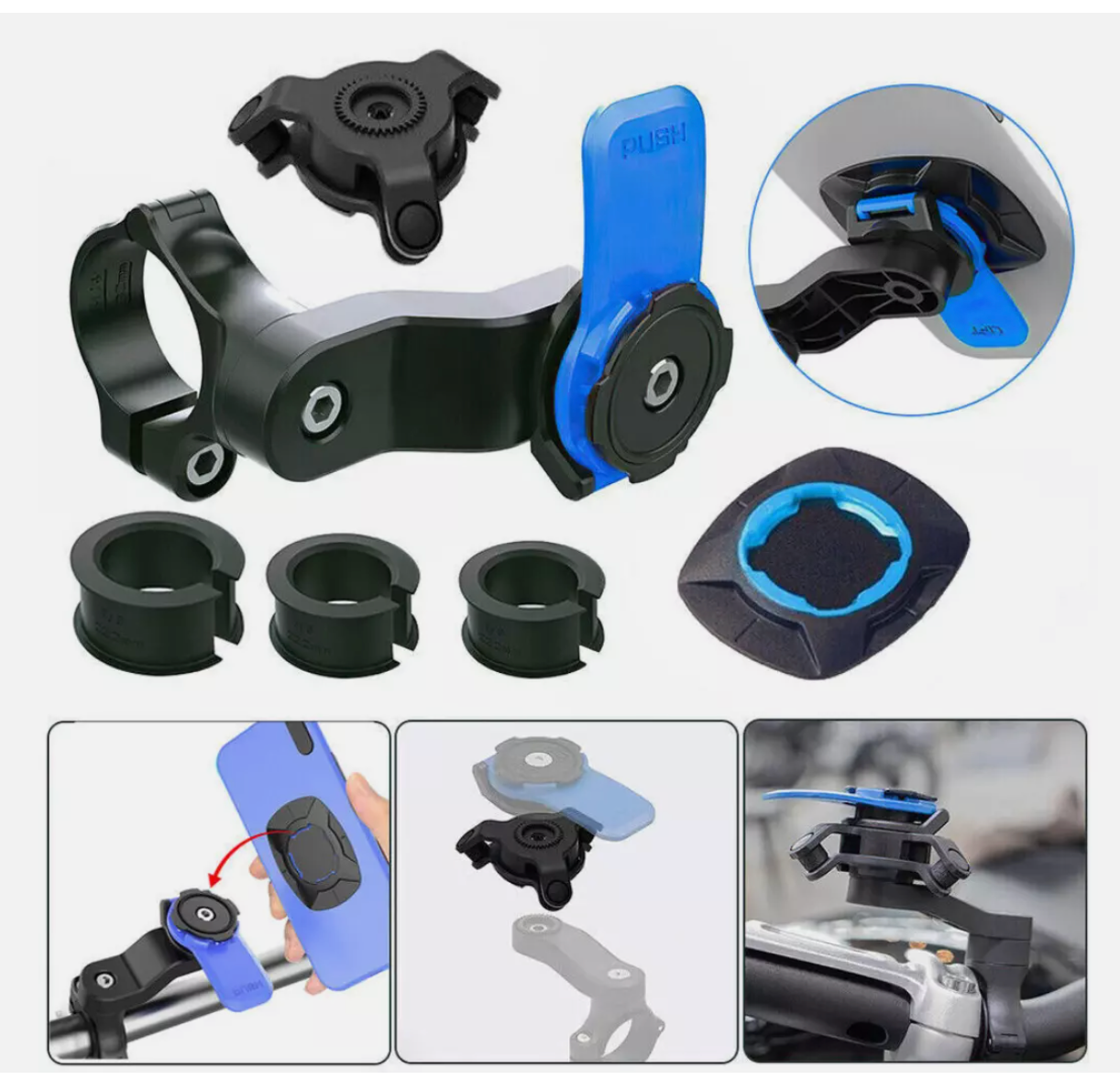 Bike Motorcycle For Quad Lock Phone Mount Holder Handlebar Mount
