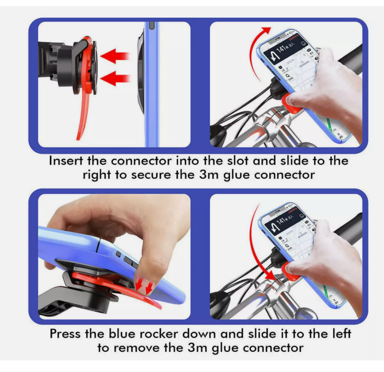 Bike Motorcycle For Quad Lock Phone Mount Holder Handlebar Mount