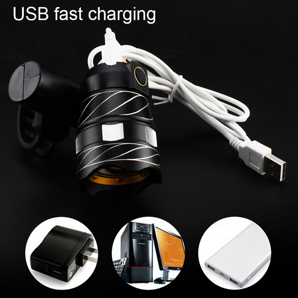 15000LM Bike Front Rear Light USB Rechargable Lamp Flashlight Bicycle LED KC