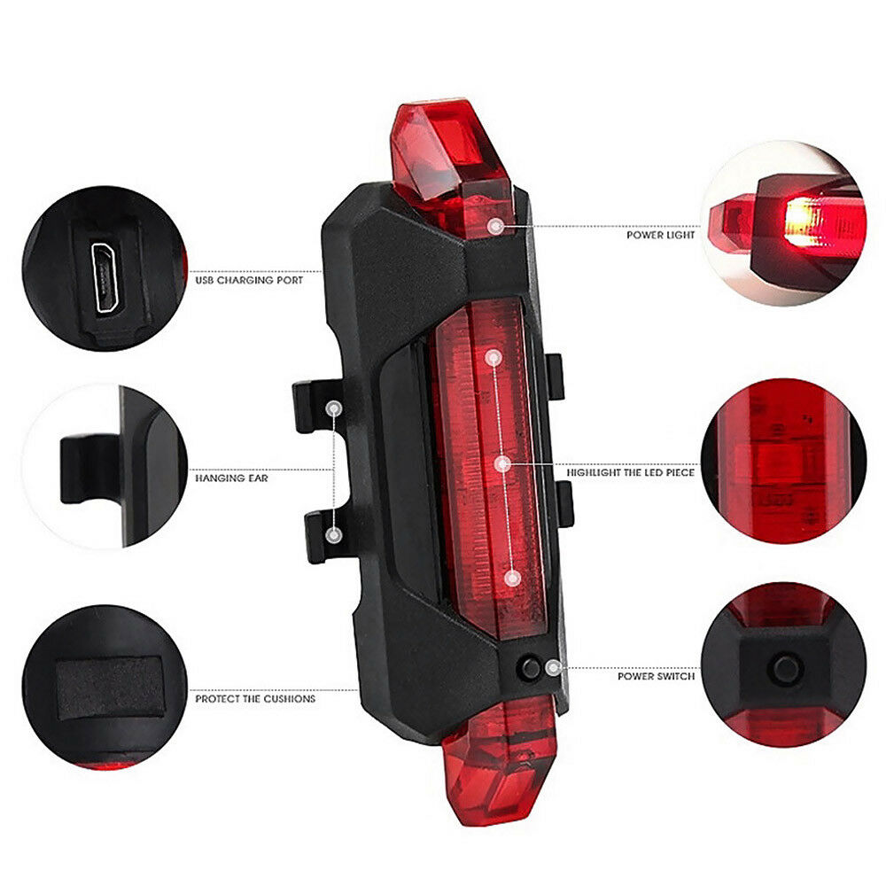 15000LM Bike Front Rear Light USB Rechargable Lamp Flashlight Bicycle LED KC