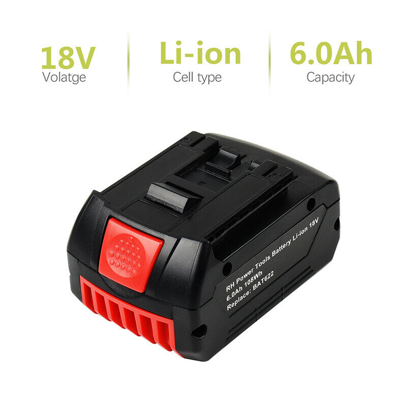 Battery For Bosch 18V 6.0AH BAT609 BAT618 17618 25618-01 Lithium Fuel Guage
