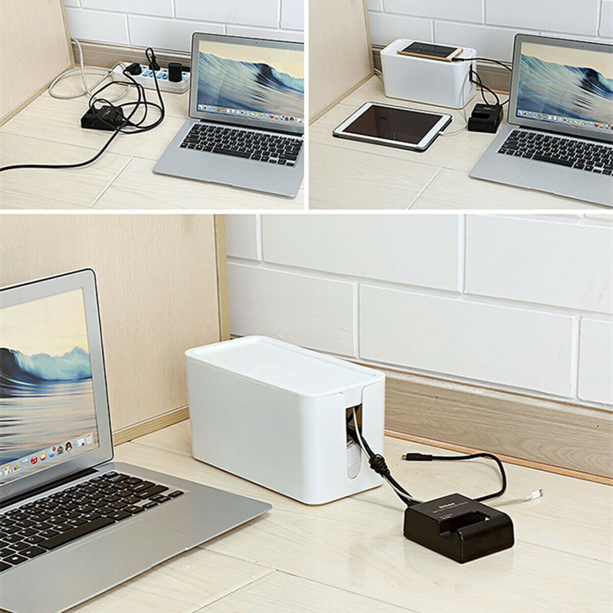 Cable Wire Storage Box Case Cord Management Socket Home Office Tidy Organizer
