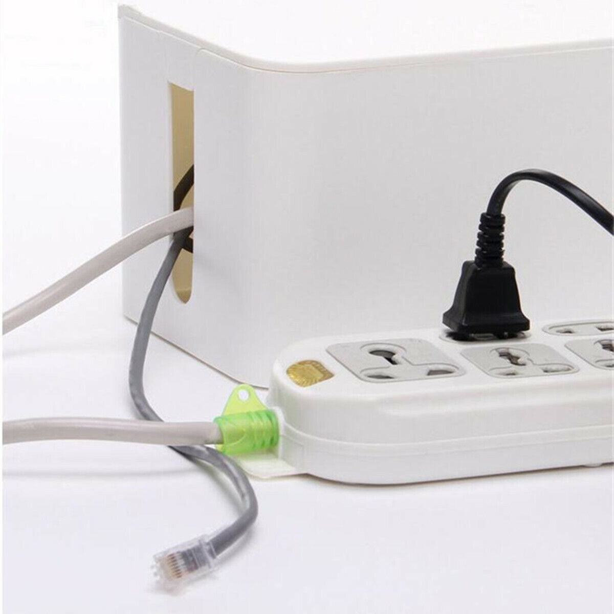 Cable Wire Storage Box Case Cord Management Socket Home Office Tidy Organizer