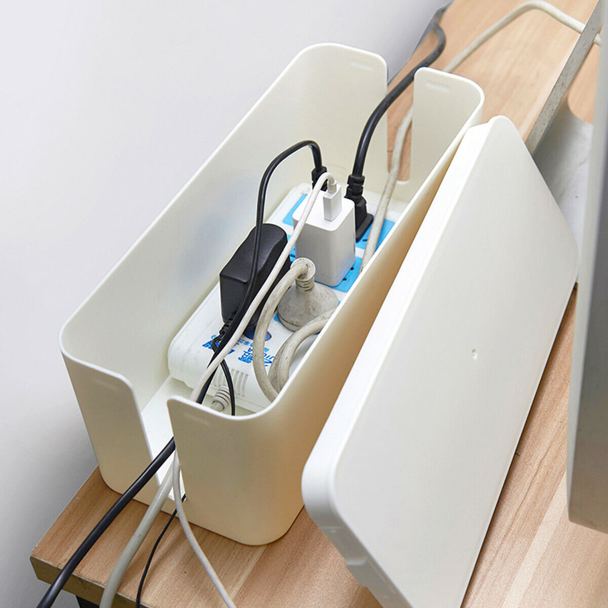 Cable Wire Storage Box Case Cord Management Socket Home Office Tidy Organizer